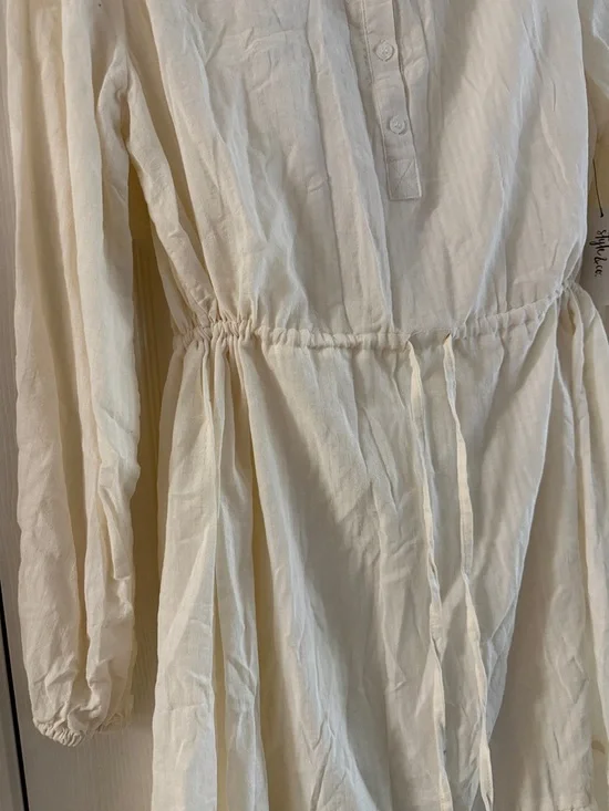 Style & Co Women's Cream Tiered Long-Sleeve Drawstring Dress - Picture 8 of 16